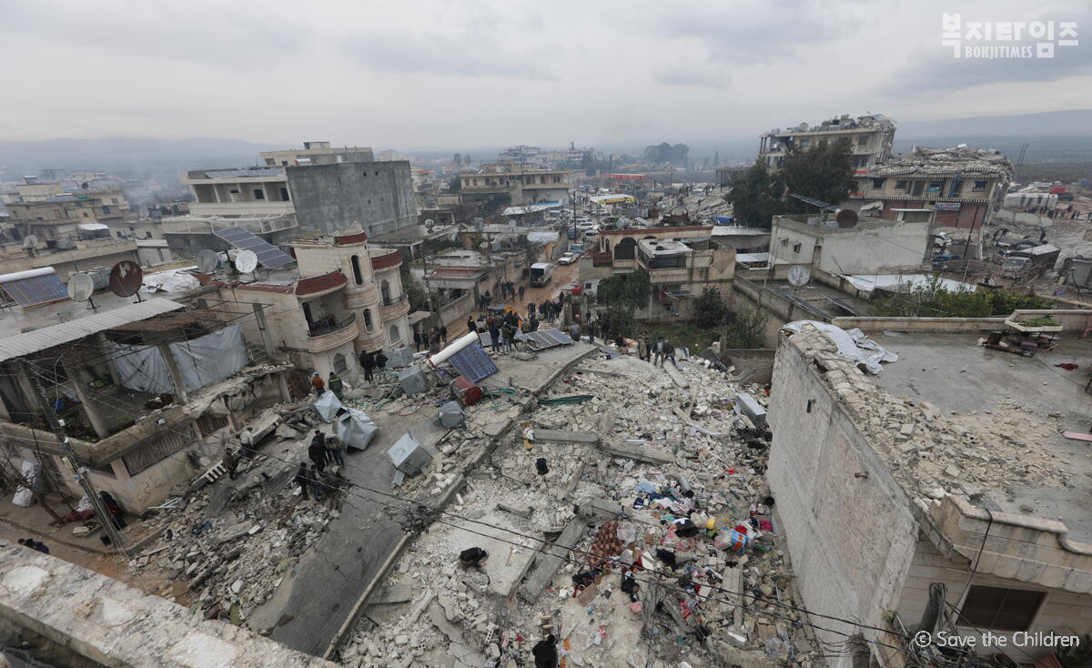 시리아 북서부, 지진피해 현장