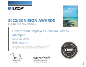 공무원연금공단 지속가능경영보고서, LACP Vision Awards 수상