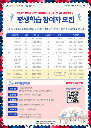 “바리스타부터 미술까지 무료로 배워요”… 아산시장애인복지관, 평생학습 수강생 모집